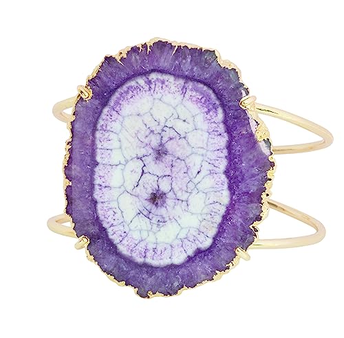 Quartz Aura Statement Cuff Bracelet Natural Gemstone Solar Quartz For Women Bracelet Fashion Gold Plated Jewelry Stone Size Approximately 45-50mm3