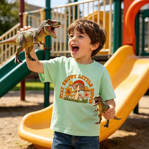 Image of T Shirts for Boys Toddler Girls Dino Types of Dinosaurs Kids Retro Tshirt Kids Summer Tee Tops 2-7 Years