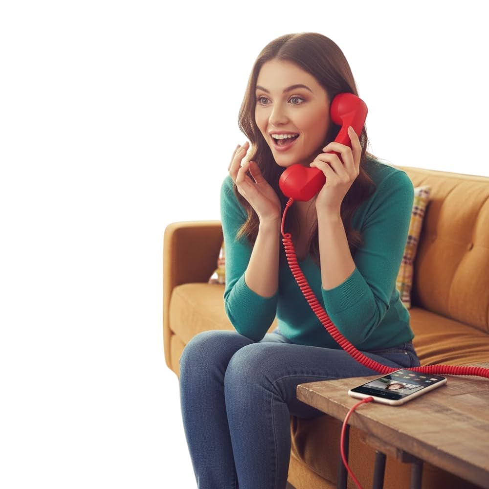 Drumstone (𝐒𝐩𝐞𝐜𝐢𝐚𝐥 𝟏𝟓 𝐘𝐞𝐚𝐫𝐬 𝐖𝐚𝐫𝐫𝐚𝐧𝐭𝐲) Retro Mobile Phone Handset with 3.5mm Jack, Anti-Radiation Classic Telephone Receiver for Smartphones, Vintage Style Mobile Handset-picture-16