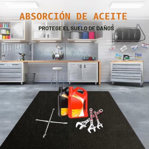 Miniatura 5 de Yujuvi Alfombrilla Para Suelo De Garaje 100x200cm Estera Garaje Coche Suelo Alfombra Moto Garaje Estera De Recogida De Aceite Multifunción Para Derrames De Aceite En El Garaje