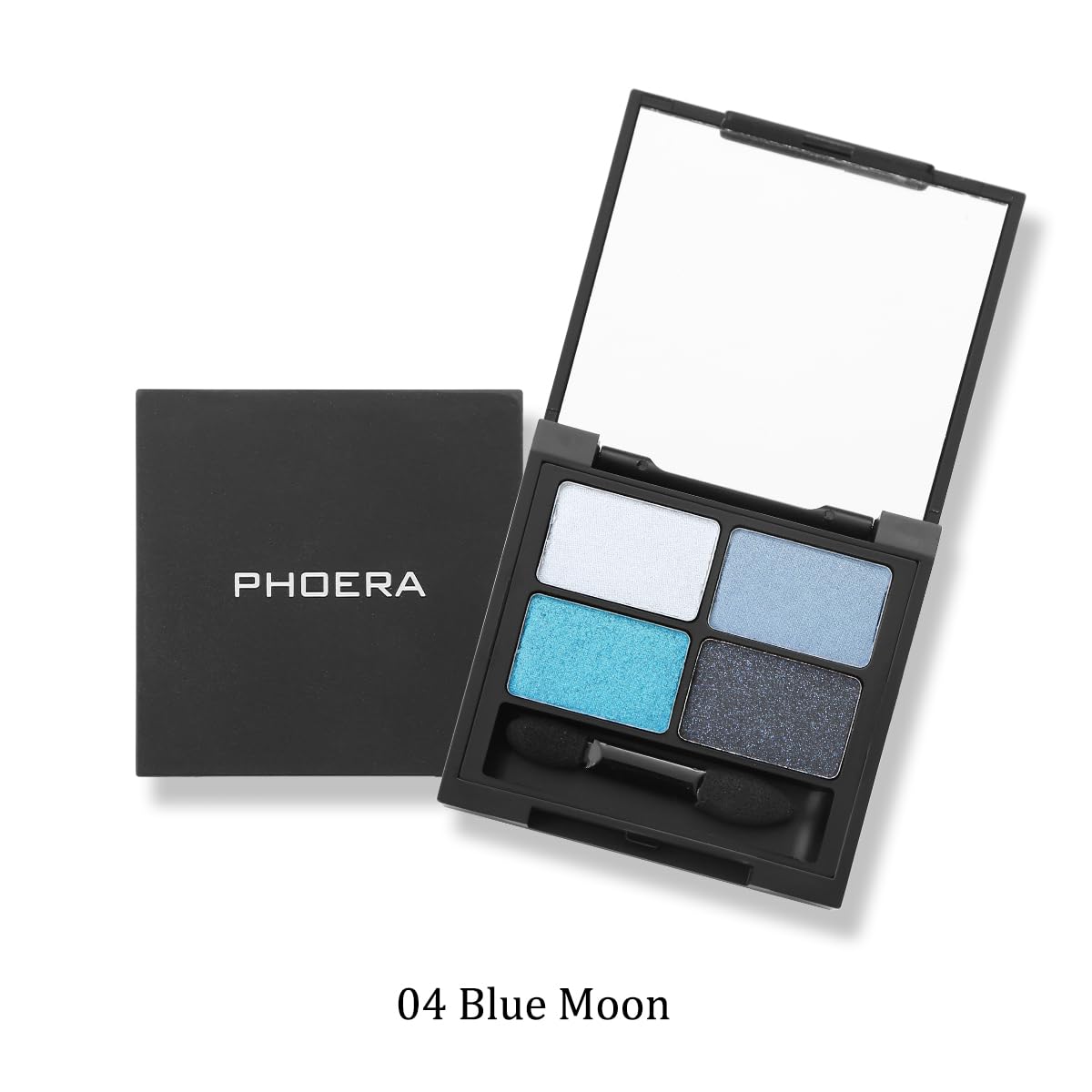 PHOERA 4-in-1 Ultimate Shadow Palette, 4 Highly Pigmented Shades, Icy Blue, Periwinkle, Cerulean, Black with Blue Flecks - Image 2