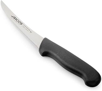 Arcos Boning Knife 5 Inch Nitrum Stainless Steel and 140 mm blade. Professional Butcher Knife to Slice Bones from Meat. Ergonomic Polypropylene Handle. Series 2900. Color Black.