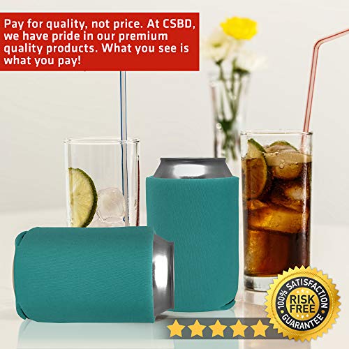CSBD Beer Can Coolers Sleeves, Soft Insulated Reusable Drink Caddies for Water Bottles or Soda, Collapsible Blank DIY Customizable for Parties, Events or Weddings, Bulk (25, Teal) - Thumbnail 5