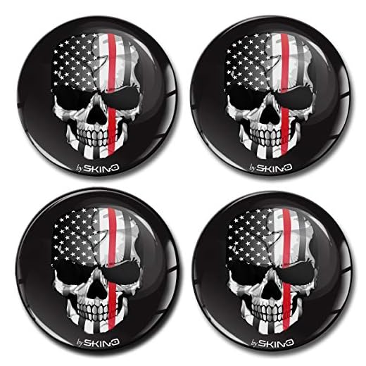 SkinoEu® 4 x 50mm Autocollant 3D Silicone Cache-Moyeu Capuchons de Centre Enjoliveurs de Roue Voiture Cache Moyeux Jante Universel Cache-Moyeux Drapeau des Etats Unis USA Crâne Tête De Mort A 3250