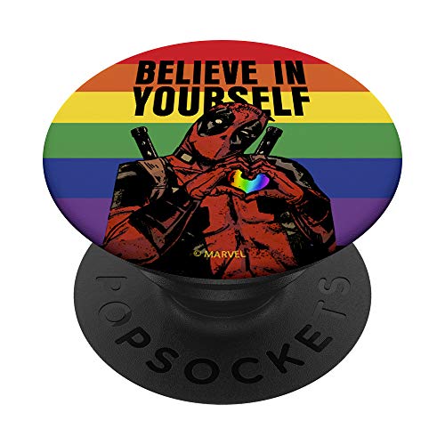 Marvel Deadpool Pride Believe In Yourself Rainbow PopSockets Grip and Stand for Phones and Tablets