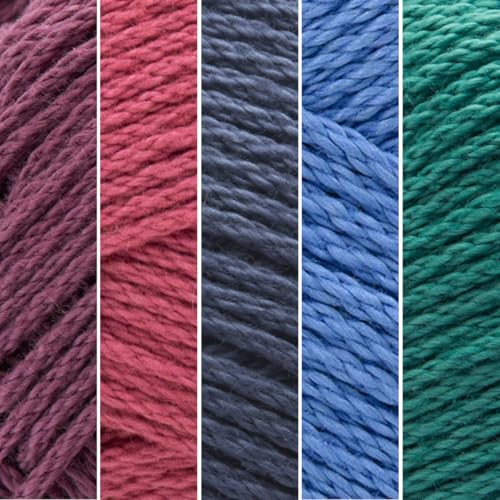 Image of Lion Brand Yarn, 24 /7 Cotton Mercerized Lightweight Yarn for Knitting, Crochet, and Crafts, Beachcomber, 5 Pack, Multicolor Pack of Natural Fiber for Breathable Tops, Durable Bags, and Dish Cloths