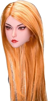 1/6 Scale Female Head Sculpt Charming Girl Skew Bang Blonde Long Hair Head for 12inch Phicen, TBLeague Action Figure Body Collection