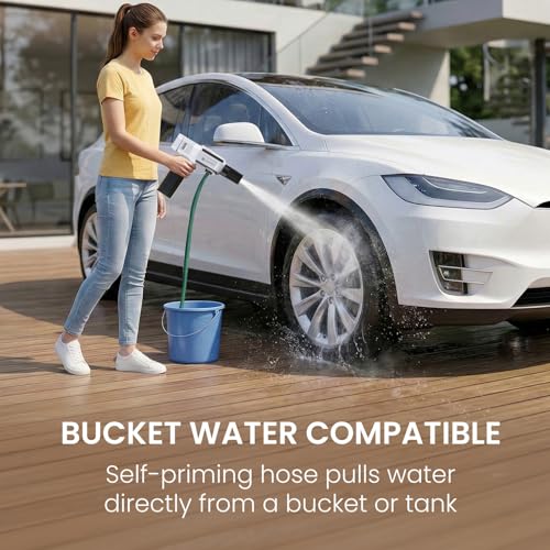Image of Portronics Torque X Cordless Pressure Washer Gun with 5-in-1 Rotating Nozzle, 1.5MPa Water Pressure, High Speed Motor, Dual 4000mAh Batteries, Type-C Rechargeable, Portable Car & Bike Washer