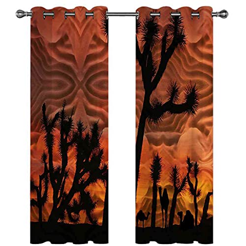 Rideaux occultants 100% polyester isolant phonique chameau 3D rideaux à œillets - 3