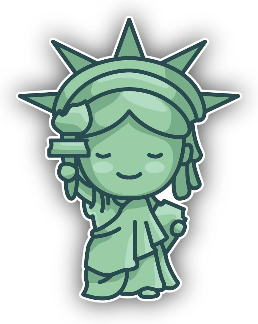 Cartoon Statue of Liberty USA Sticker | Car Bumper, Laptop, Water