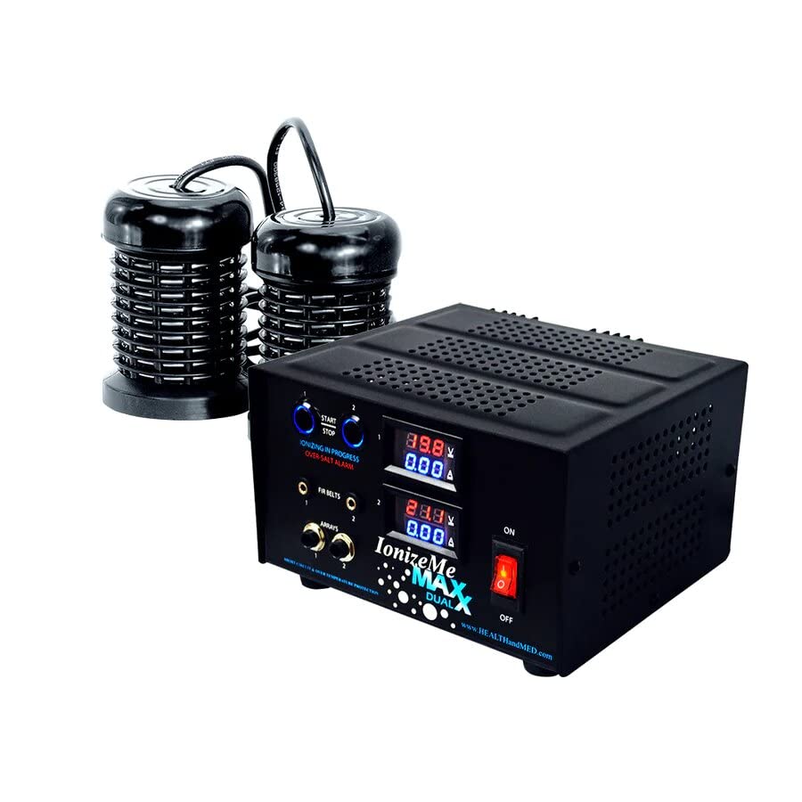 HEALTHandMED IonizeMe Maxx Dual (2-Channel Unit) - Powerful 20 Volts Home Detox Machine for Toxin Removal with 5 Year Warranty and Detox Expert Phone Consultation | Made in USA (Basic Pack)