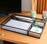 Gonice Plateau de tiroir de bureau en métal noir avec 5 Diviseurs pour fournitures de bureau, armoire de bureau avec tiroirs
