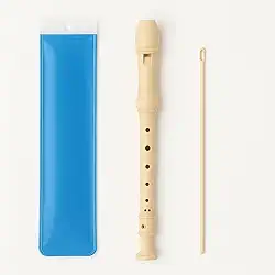 Flauta Doce Soprano Germânica, Resina, Bege, 38 cm x 6 cm x 9 cm, para Musicalização Infantil e Iniciantes, Instrumento Musical Escolar