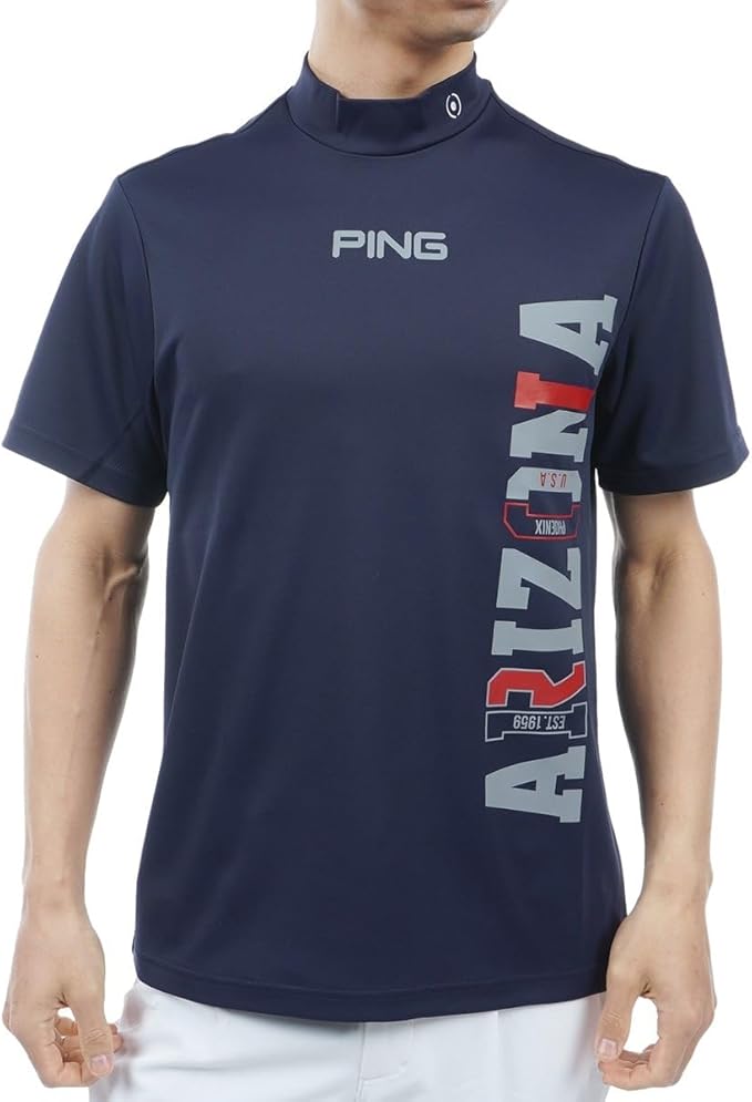 その他 T Ping] メンズ 半袖 ハイネックシャツ (クールコア:吸水速乾・UV