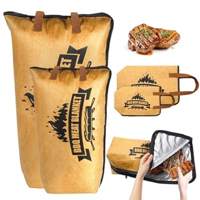 BBQ Blanket for Resting Meat Reusable Smoker Meat Resting Blanket with Grilling Guide, Wide Mouth for Large Brisket/Beef,Gifts for Men Him Dad (2pcs, 21"+15"?