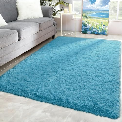 Tapis moderne bleu 120x350 cm pour salon et cuisine chic