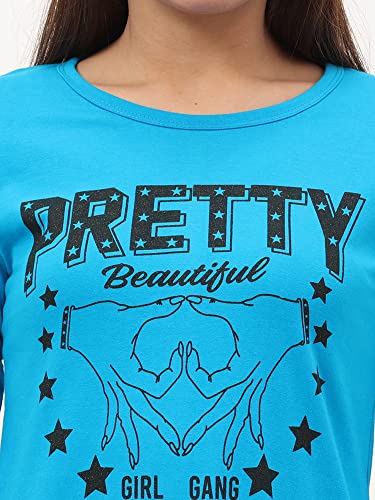 Image of FLEXIMAA Women's Cotton Printed Round Neck 3 /4 Sleeve Color Size Long Top