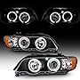 ACANII - For [Halogen Model] 2000-2003 BMW E53 X5 LED Angel Eye Halo Black Projector Headlights Headlamps Assembly