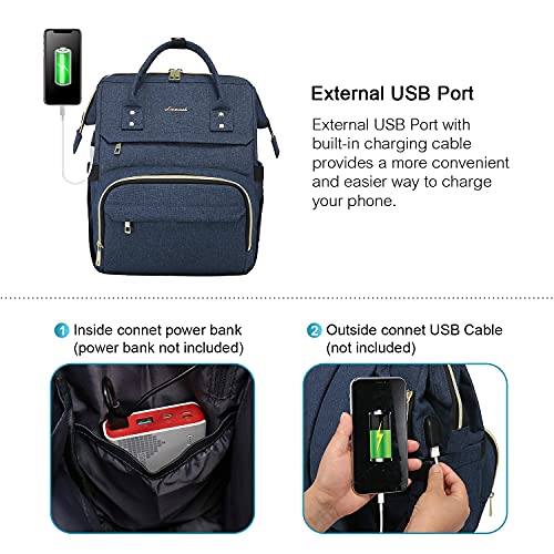 Lovevook Laptop-rugzak voor dames, 35,5 cm (14inch), waterdicht, met USB-oplaadaansluiting, rechthoekige schooltas, schoolrugzak, voor studenten, leraren, voor universiteit, werk - Image 4