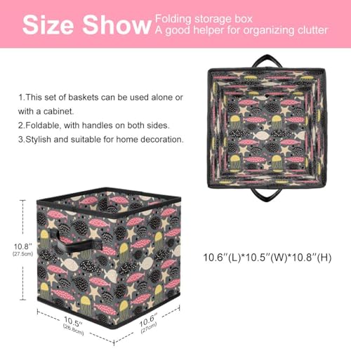 Boîte de rangement pliable en tissu rose et noir pour placard
