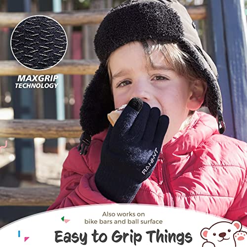 Image of Rahhint Kids Winter Gloves for Boys Girls Children Toddler Thermal Wool Knit Gloves with Insulated Fleece Lining Keep Hand Warm Gift