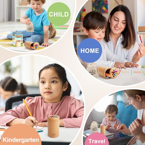 Image of Montessori Toys for 1 2 3 Year Old:Solid Wood Fine Motor Object Permanence Box for Baby, Preschool Learning Fidget Sensory Toys for Toddlers 1-3 , Color Sorting Cause and Effect 12 Month Toys Gift
