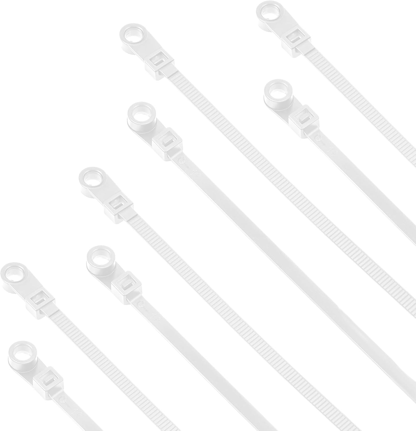 Black Zip Ties with Screw Hole 100 PCS Heavy Duty Nylon Wire Ties Mountable Head Cable Tie Black Multipurpose Cable Cord Management for Indoor Outdoor Home Office Workshop (white)
