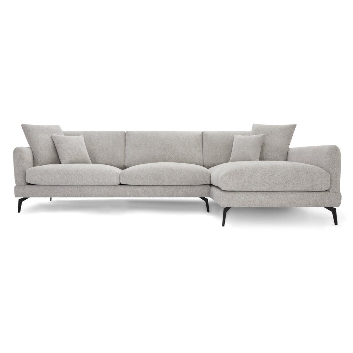Furnhouse Maggie L-Form Ecksofa | Federkern & No-Sag | 3-Sitzer Ottomane Rechts Grau – Skandinavisches Design