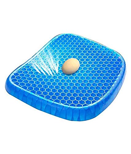 Medical Grade Gel Double-Sided Honeycomb Design Breathable, Durable, Portable Cushion Seat Pad -Helps in Relieving Back, Spine and HIPS Pain (Blue)