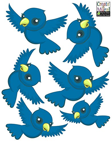 Vinilos decorativos infantiles ave azul, pack de 6 miniatura 2