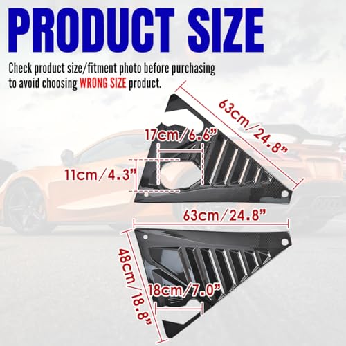 Image of 2PCS Upgrade Engine Bay Side Panel Covers Compatible with for Corvette C8 Stingray Z51 2020-2026 and for C8 Z06 2023+,Carbon Fiber Pattern Mid Engine Compartment Dust Debris Shield Guards