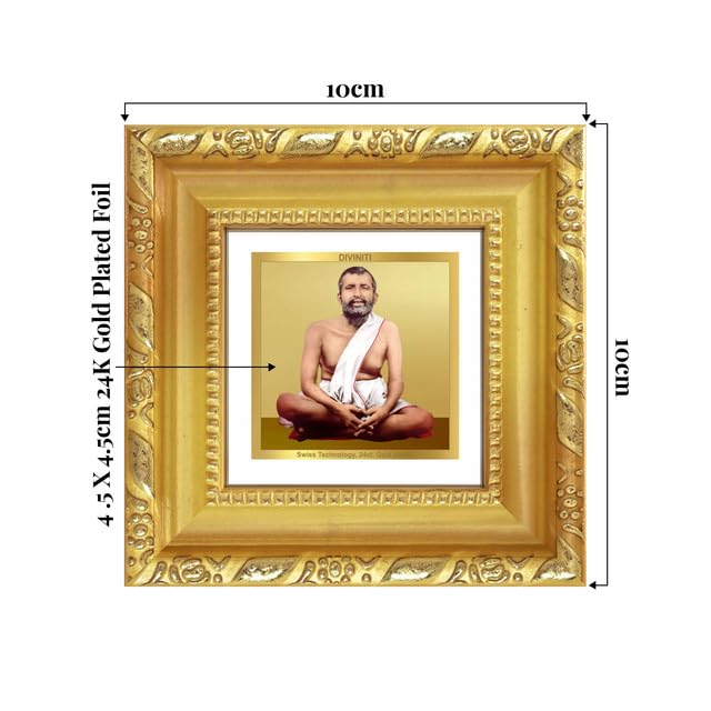 Image of DIVINITI Ramakrishna 24K Gold Plated Foil Tabletop Photo Frame for Home Decor, Puja Room, Luxury Gifting | DG Frame 103 S1A (10x10 CM)