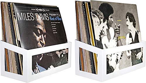 Hudson Hi-Fi Soporte de Vinilo para Montaje en Pared, 25 álbumes, Soporte para Pantalla | Perla Blanca | Dos Paquetes (White Pearl, 2)