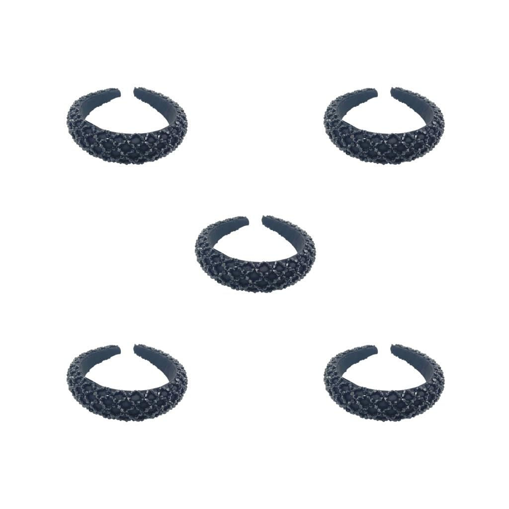 Lot de 5 bandeaux à cheveux avec perles en cristal éponge style simple strass décoration de tête coiffure coiffure cadeau pour femme plage noir
