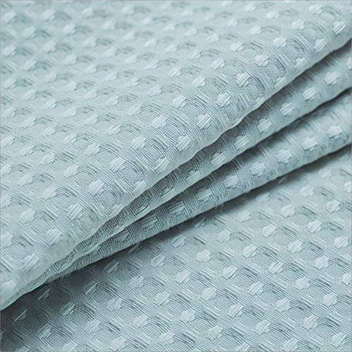 Image of Barossa Design Stall Shower Curtain Fabric 36 x 72 Inch, Waffle Weave, Hotel Luxury Spa, 230 GSM Heavy Duty, Water Repellent, Blue Pique Pattern Decorative Bathroom Curtain