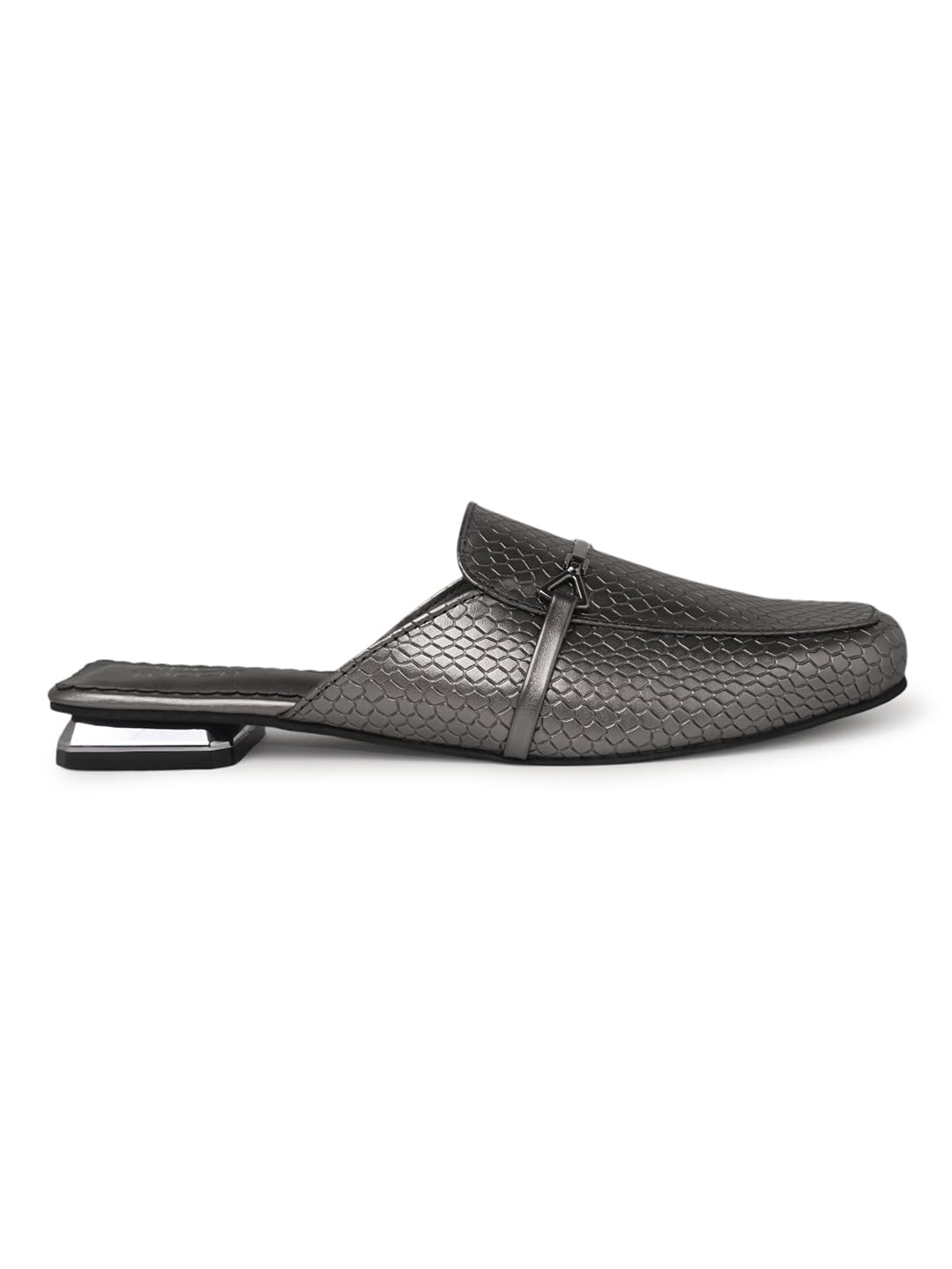 Shuz Touch G.Metal Metallic Textured Mule Block Heels 4