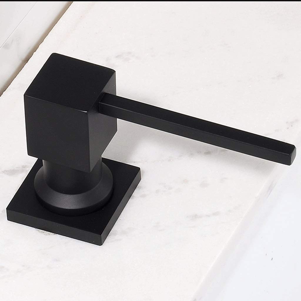 Distributori di Sapone da banco, per lavello della Cucina (Nichel Spazzolato), Design Integrato per Piano di Lavoro con flacone di Sapone Liquido (Materiale PE) Distributori di Sapone (Nero)