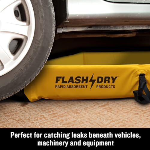 Image of FLASHDRY Portable Spill Containment Berm, Folding Duck Pond 4' x 4', Reusable Oil, Fuel & Chemical Spill Containment Tray, UV-Resistant PVC, Heavy-Duty, Quick & Easy Setup, Garage & Industrial Use