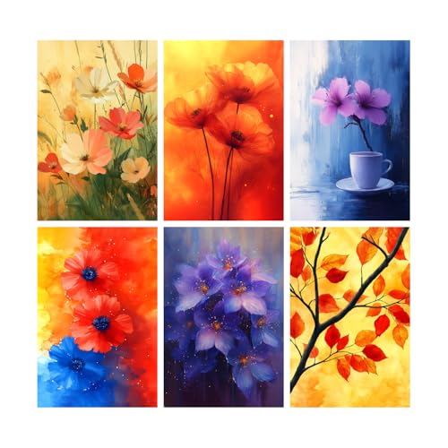 Image of SiddArtify Floral Watercolor Wall Art Prints Set - Botanical Flower Poster Decor for Living Room Bedroom - 12x18 inch Board Pack of 6