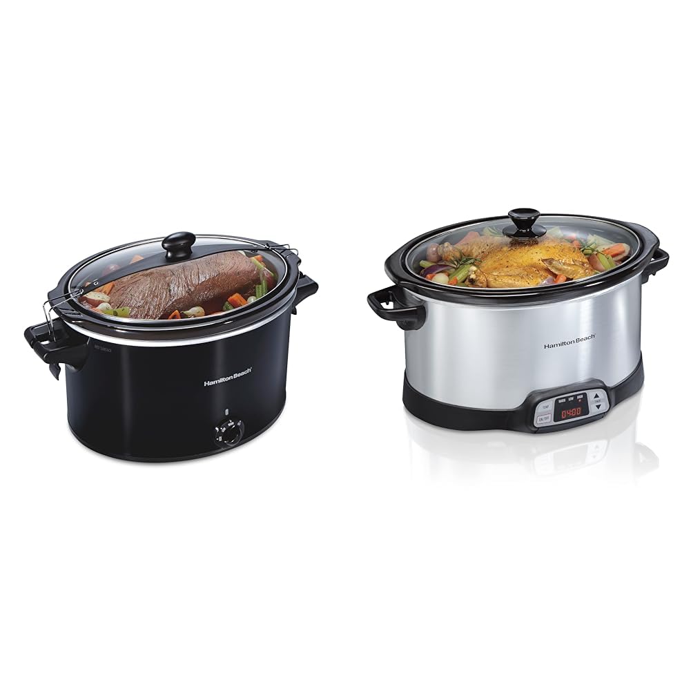 Hamilton Beach Slow Cooker Extra Large 10 Quart Stay or Go Portable With Lid Lock Dishwasher Safe 8