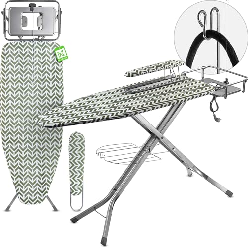 KADAX Bügelbrett mit Ärmelbrett 130x41cm & 53x13cm Bügelfläche,...