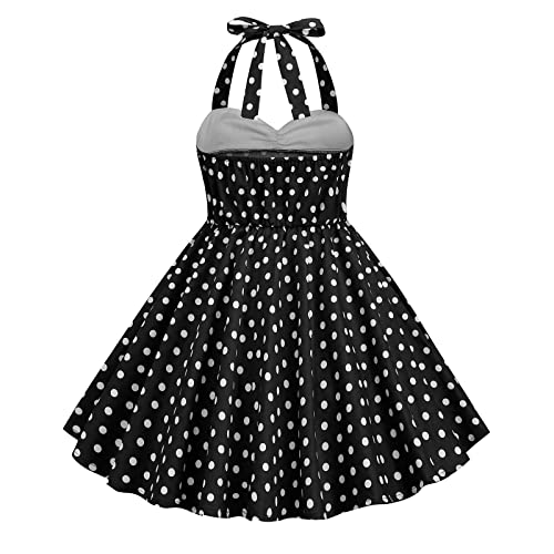 Halter Pinup Dresses for Girls 50s Pin up Dress Girls Retro Dress 1950s Vintage Dress Kids A line Party 50's Polka Dot Dress3
