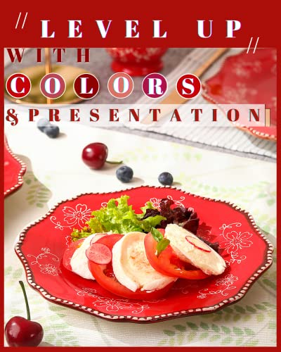 Kunaboo Artisanal Small Ceramic Plates, Salad Plates, Dessert Plates Ceramic Plates Set Of 6-7.5” - Sakura Floral Series Cherry Red - Ready To Wrap Gift #TOP2