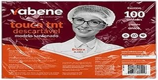 Touca Descartável, Vabene, Sanfonada, 20 cm, TNT, Branca, Pacote com 100