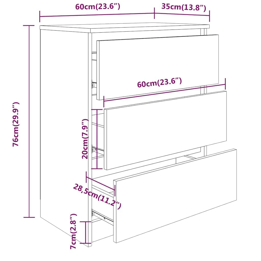 Generico Credenza Bianca 60x35x76 cm in Legno Multistrato,Buffet e credenze,801382