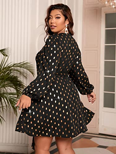Image of RED DOT BOUTIQUE 836 - Chiffon Long Sleeves Wrapped V Neck Long Waist Ties Club Solid Black Dress Plus Size