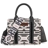 Wrangler Purse for Women Boho Aztec Tote Bag Hobo Shoulder Top Handle Handbags with Wide Guitar Strap Fall Collection Christmas Gift XY6 WG2203A-8120SBK
