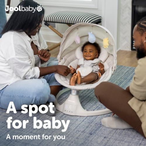 Image of Jool Baby Nova Baby Swing for Infants - Bluetooth Music, Remote (Oatmeal) | Keep Baby Happy While Getting Things Done - Gentle Side-to-Side Motion Helps Baby Feel Content