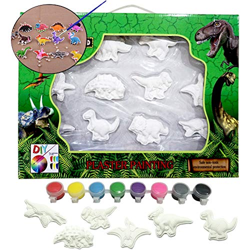 THREE BEARS Decorate Your Own,Ready-to-Paint Dinosaur Figurines Bank Craft Kit Magic Painting Plaster