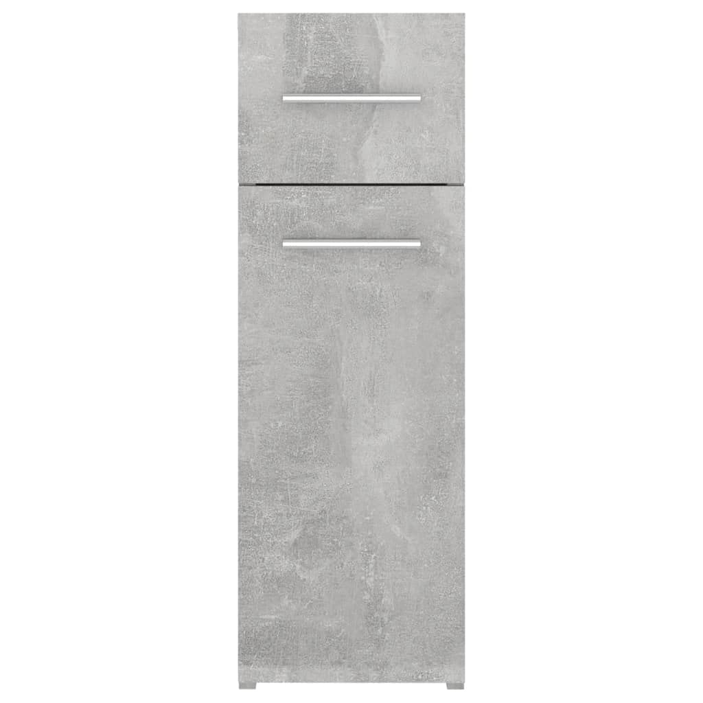 Armario farmacéutico gris hormigón de madera 20 x 45,5 x 60 cm con puerta y compartimento para orden, oficina, cocina, pasillo, espacio de almacenamiento y estante claro